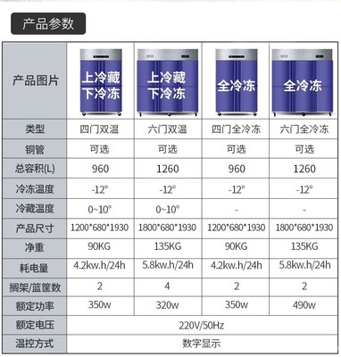 欧驰宝冰箱大六门冰箱商用冷藏保鲜柜玻璃厨房立式冷藏保鲜展示柜双温冷冻柜西安批发销售